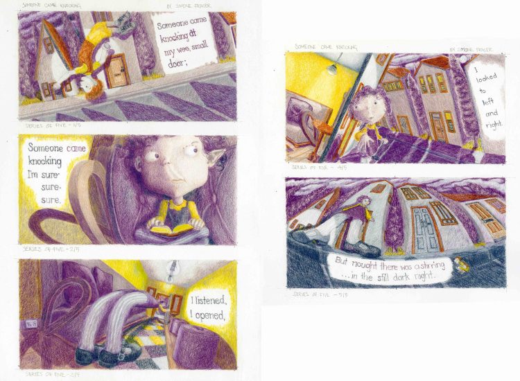 Features 5 double page spreads illustrating a sequence of spreads for an illustrated publication.